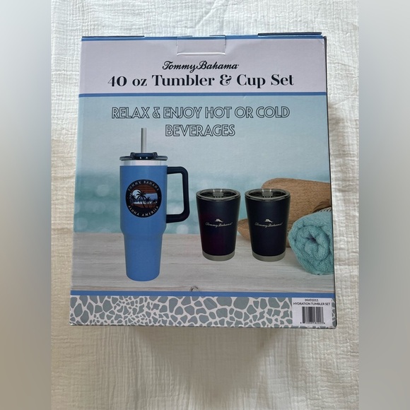 Tommy Bahama 1pc. 40oz Tumbler & 2pcs. 12oz Cup Set – New in Box - Picture 3 of 8